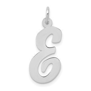 14k White Gold, Madison Collection LG Classic Script Initial E Pendant